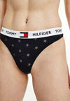 Tommy Hilfiger Womens Star Burnout Thong, Navy