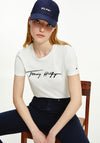 Tommy Hilfiger Womens Script Logo T-Shirt, White