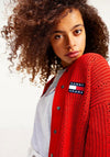 Tommy Jeans Womens Knit Bomber Cardigan, Red