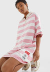 Tommy Jeans Womens Rugby Polo Shirt Dress, Pink & White