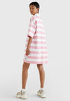 Tommy Jeans Womens Rugby Polo Shirt Dress, Pink & White
