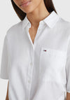 Tommy Jeans Womens Tie Front Shirt, White