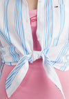 Tommy Jeans Womens Tie Front Striped Shirt, Blue & White