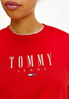 Tommy Jeans Womens Essential Logo Sweatshirt, Red