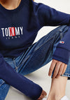 Tommy Jeans Womens Embroidered Logo Sweatshirt, Navy