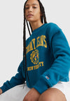 Tommy Jeans Womens College Crop Sweatshirt, Petrol