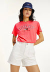 Tommy Jeans Womens Relaxed College Logo T-Shirt, Diva Pink