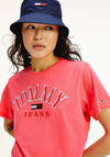 Tommy Jeans Womens Relaxed College Logo T-Shirt, Diva Pink