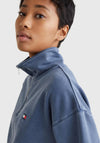Tommy Jeans Womens Quarter Zip Sweater, Denim Navy