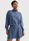 Tommy Jeans Womens Quarter Zip Sweater, Denim Navy