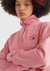 Tommy Jeans Womens Quarter Zip Sweater, Rose Pink