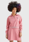 Tommy Jeans Womens Quarter Zip Sweater, Rose Pink