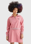 Tommy Jeans Womens Quarter Zip Sweater, Rose Pink