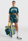 Tommy Jeans Womens Crop College T-Shirt, Rainforest Green