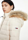Tommy Jeans Womens Down & Feather Quilted Jacket, Soft Stone
