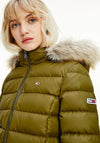 Tommy Jeans Womens Down & Feather Quilted Jacket, Olive