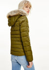 Tommy Jeans Womens Down & Feather Quilted Jacket, Olive