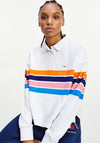 Tommy Jeans Womens Retro Striped Crop Polo Shirt, White