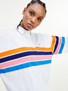 Tommy Jeans Womens Retro Striped Crop Polo Shirt, White