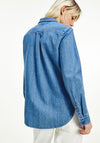 Tommy Jeans Womens Logo Badge Denim Shirt, Denim Blue