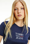 Tommy Jeans Womens Skinny Logo T-Shirt, Navy