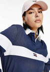 Tommy Jeans Womens Cropped Polo Shirt, Navy & White
