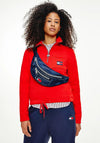 Tommy Jeans Womens Quarter Zip Drawstring Hem Sweater, Red
