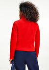 Tommy Jeans Womens Quarter Zip Drawstring Hem Sweater, Red