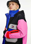 Tommy Jeans Womens Colour Block Panel Padded Jacket, Pink Multi