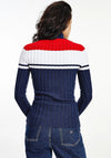 Tommy Jeans Womens Colour Block Half Zip Jumper, Navy Multi