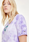 Tommy Jeans Womens Cropped Tie Dye T-Shirt, Purple