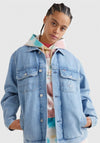 Tommy Jeans Womens Oversized Denim Utility Jacket, Blue