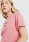 Tommy Jeans Womens Relaxed Box Brand T-Shirt, Garden Rose