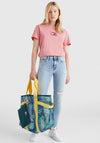 Tommy Jeans Womens Relaxed Box Brand T-Shirt, Garden Rose