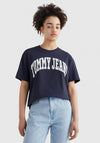 Tommy Jeans Womens Boyfriend College T-Shirt, Navy