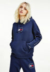 Tommy Jeans Womens Logo Embroidered Hoody, Navy