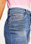 Tommy Jeans Womens Meg High Waist Wide Leg Ankle Jeans, Light Blue Denim