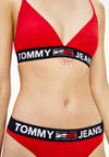 Tommy Jeans Womens Unlined Bralette, Red