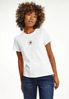 Tommy Jeans Womens Logo Embroidered Cotton T Shirt, White