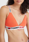Tommy Jeans Womens Logo Triangle Bra, Hawaiian Coral