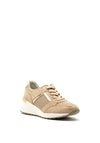 Mille & Co. Laser Cut Wedged Trainers, Beige