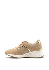 Mille & Co. Laser Cut Wedged Trainers, Beige