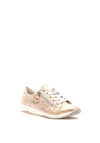 Millie & Co Metallic Flower Zip Trainers, Rose Gold