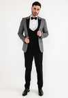 Torre Barkley Woven Three Piece Rental Tuxedo, Grey & Black