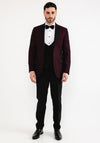 Torre Three Piece Rental Tuxedo, Wine & Black