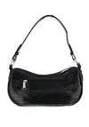 Zen Collection Faux Croc Print Studded Shoulder Bag, Black
