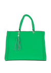 Zen Collection Faux Leather Tassel Shoulder Bag, Green