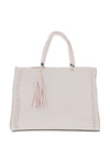 Zen Collection Faux Leather Tassel Shoulder Bag, White
