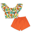 Tuc Tuc Girl Floral Top and Short Set, Orange