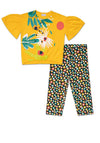 Tuc Tuc Girl Top and Capri Legging Set, Yellow Multi